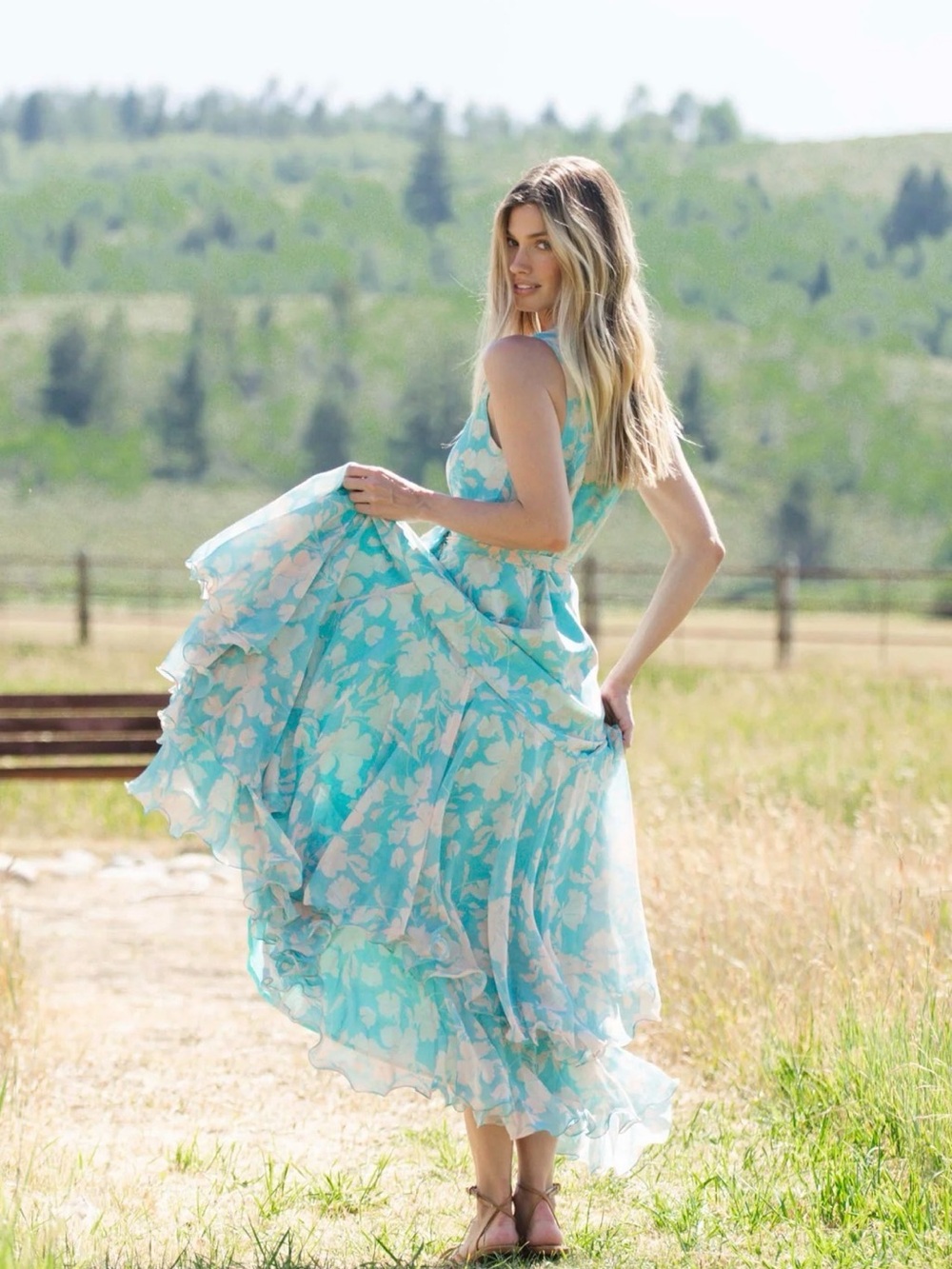 Hutch Anthropologie Trinity Ruffled Chiffon Wrap Maxi Dress